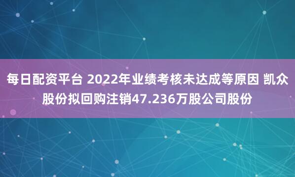 每日配资平台 2022年业绩考核未达成等原因 凯众股份拟回购注销47.236万股公司股份